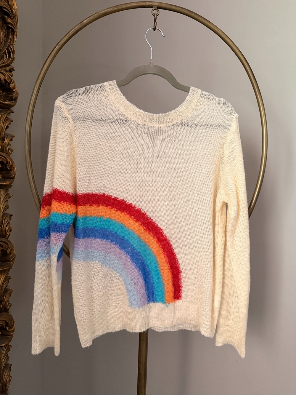 Cream Rainbow Knit Sweater